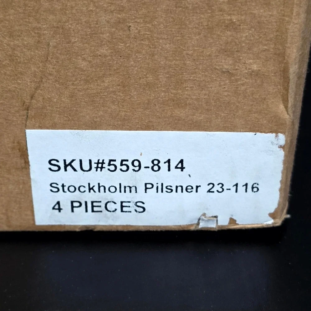 Crate & Barrel Stockholm Pilsner Glasses Set of 4 Clear Poland Glass Barware NEW